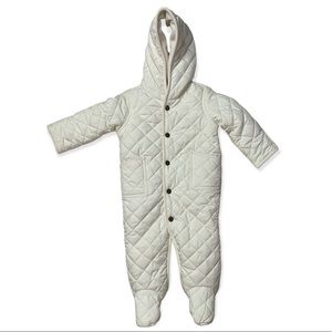 Ralph Lauren Cream Quilted Winter Baby Bunting Snowsuit Fleece Lined 9 Months